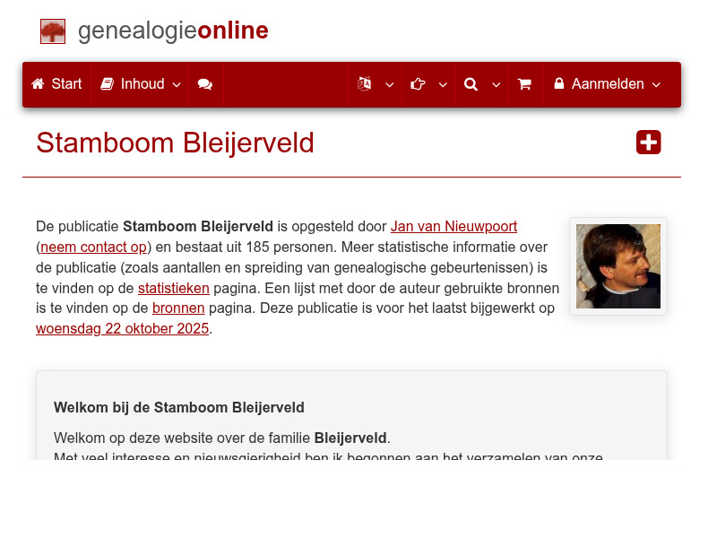 Screenshot van website