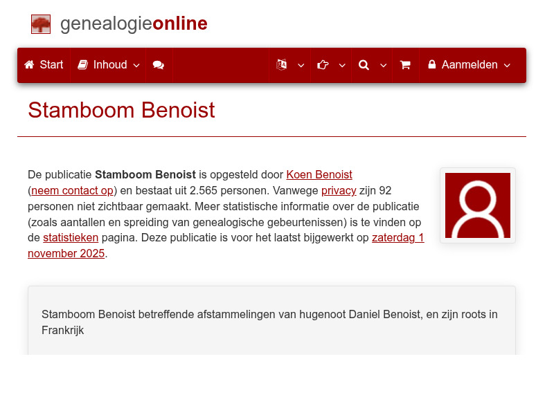 Screenshot van website