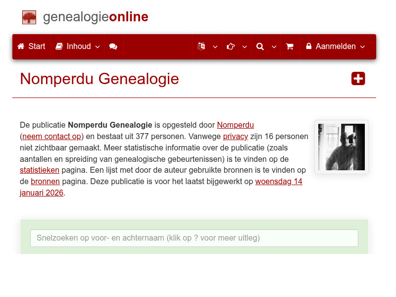 Screenshot van website