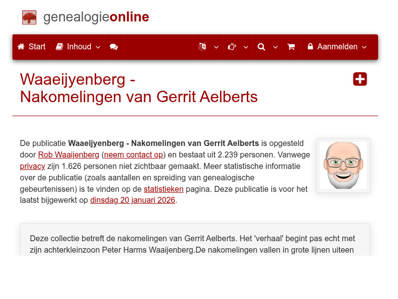 Screenshot van website