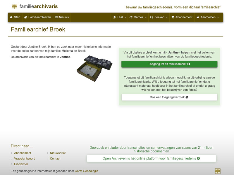 Screenshot van website