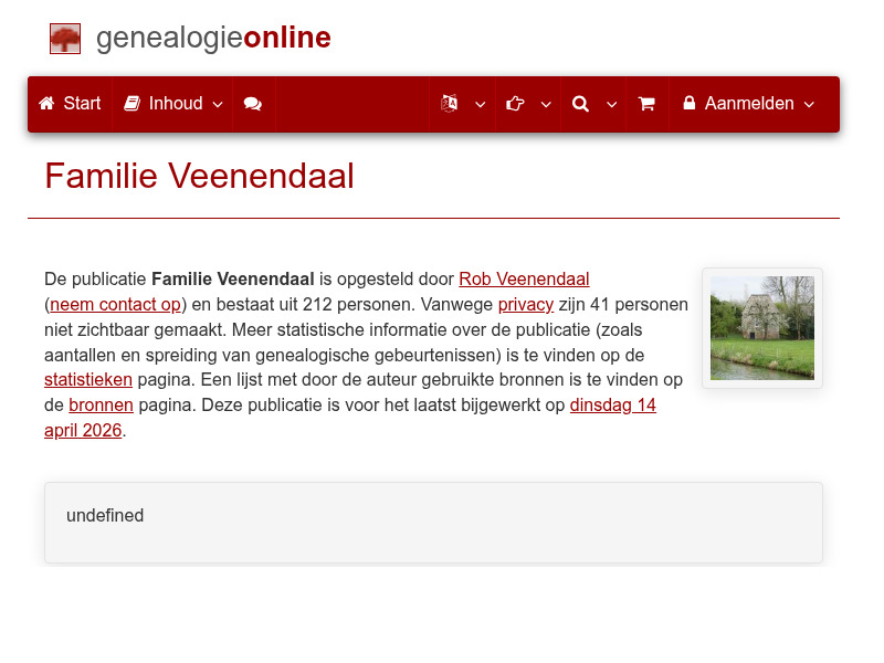 Screenshot van website