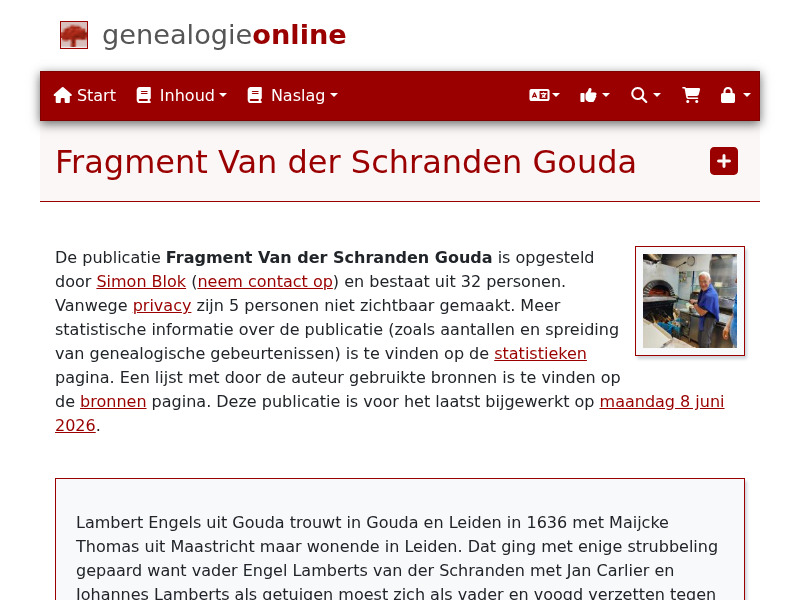 Screenshot van website