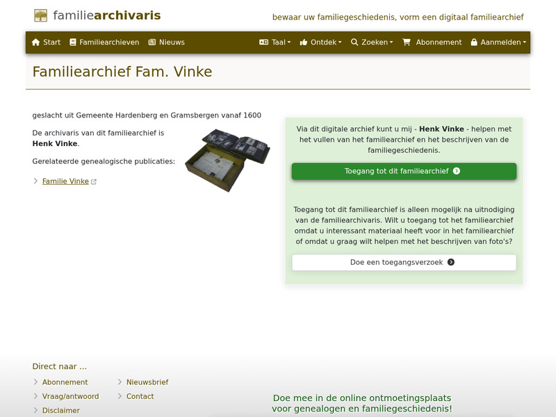 Screenshot van website