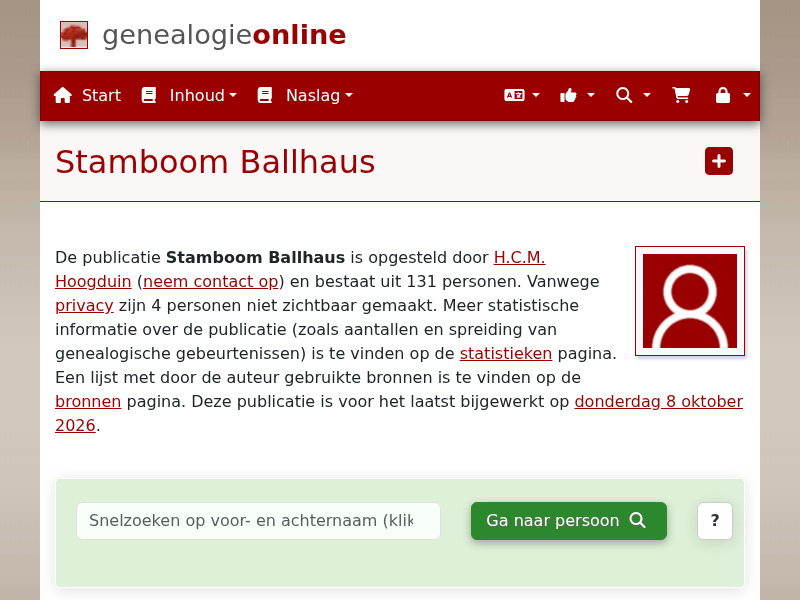 Screenshot van website