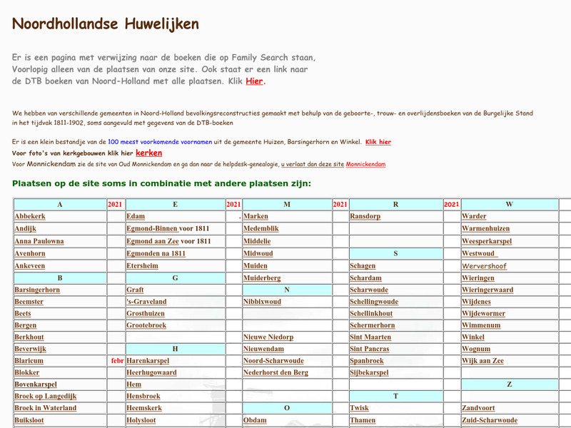 Screenshot van website
