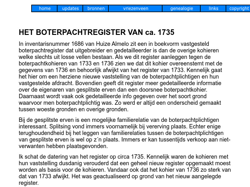 Screenshot van website