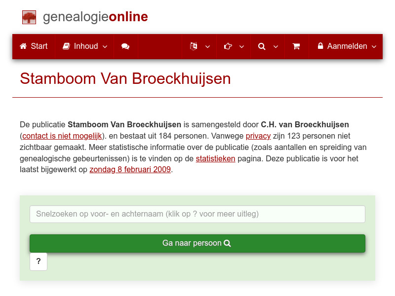 Screenshot van website
