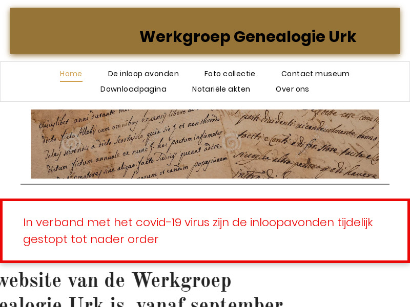 Screenshot van website