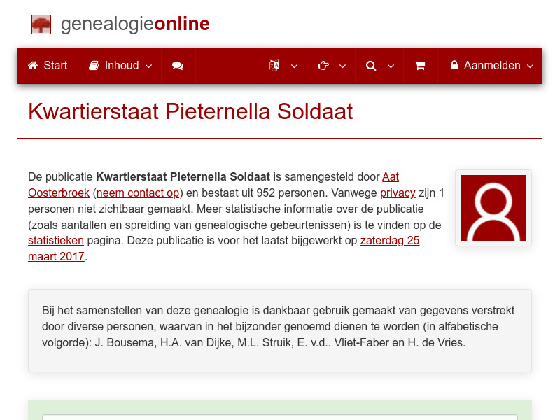 Screenshot van website