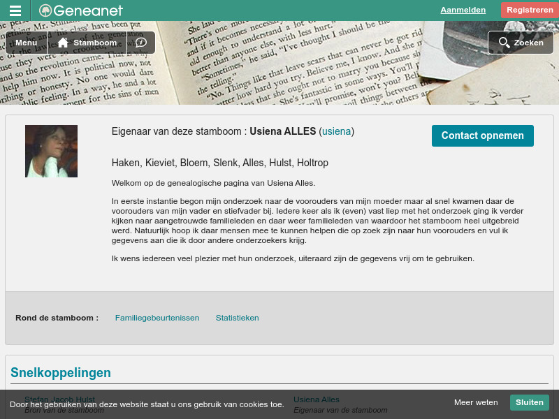 Screenshot van website