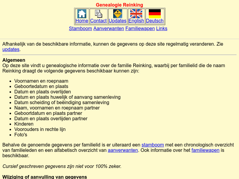 Screenshot van website