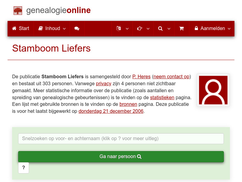 Screenshot van website