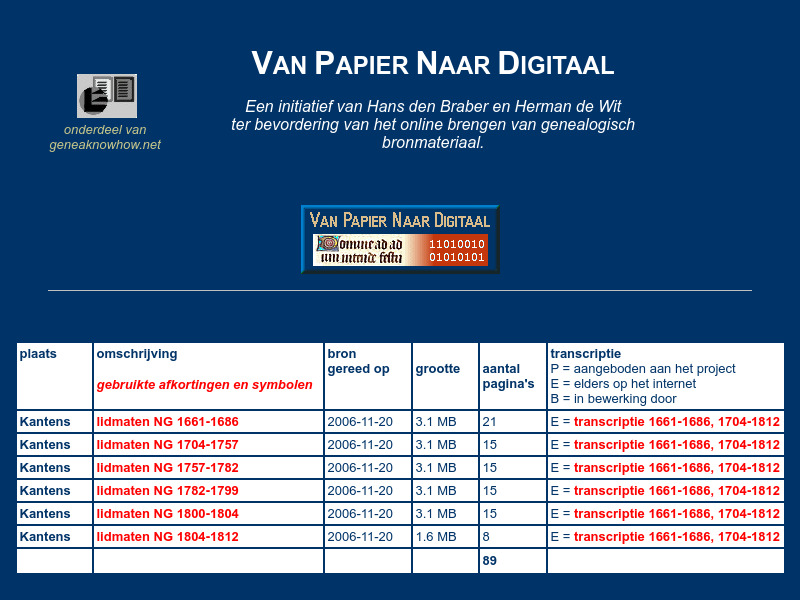 Screenshot van website