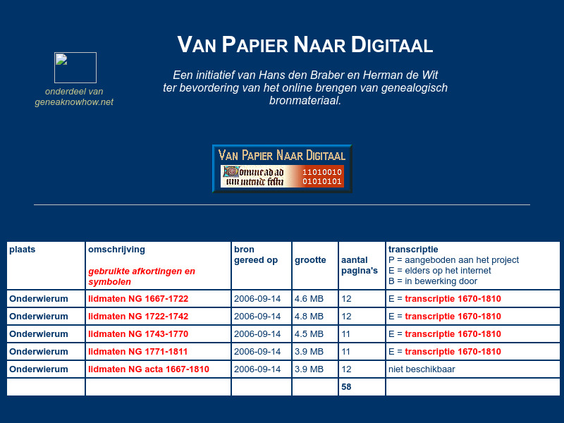 Screenshot van website