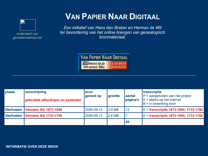 Screenshot van website