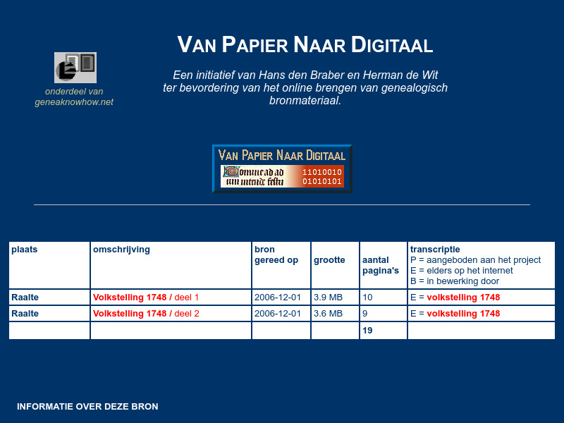 Screenshot van website