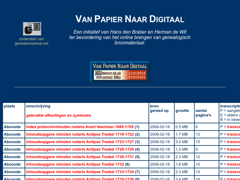 Screenshot van website