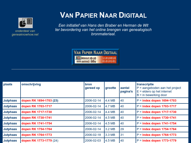 Screenshot van website