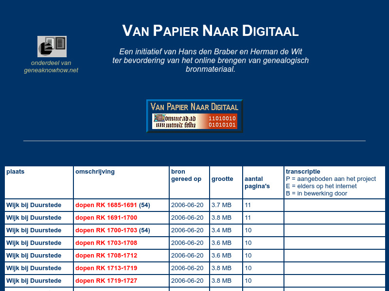 Screenshot van website