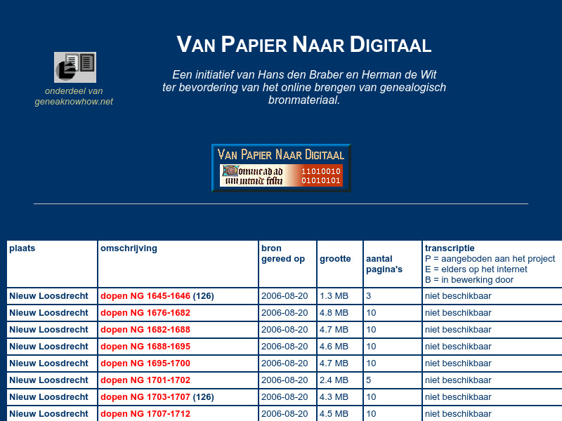 Screenshot van website