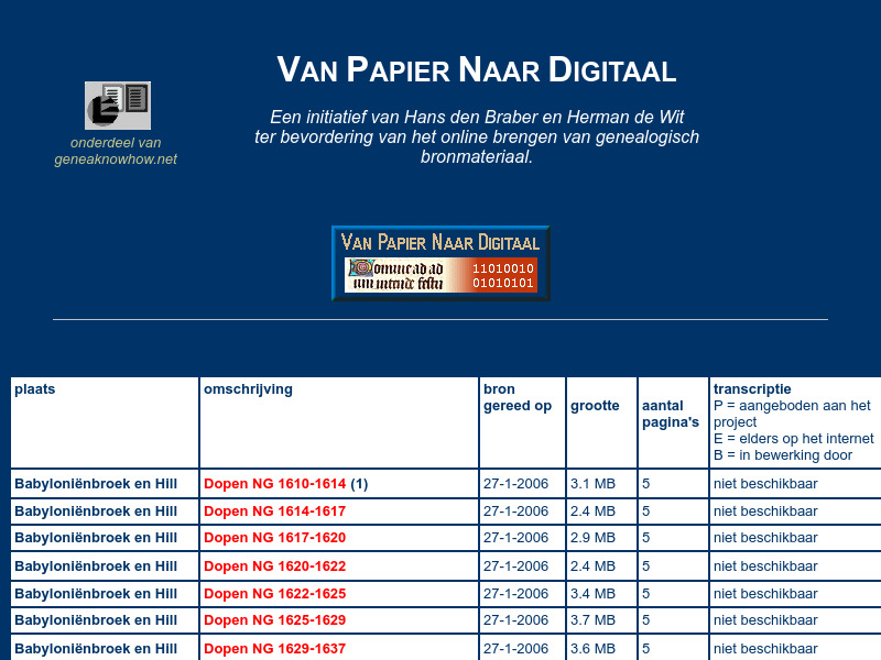 Screenshot van website