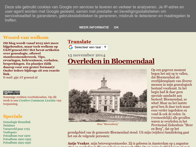 Screenshot van website