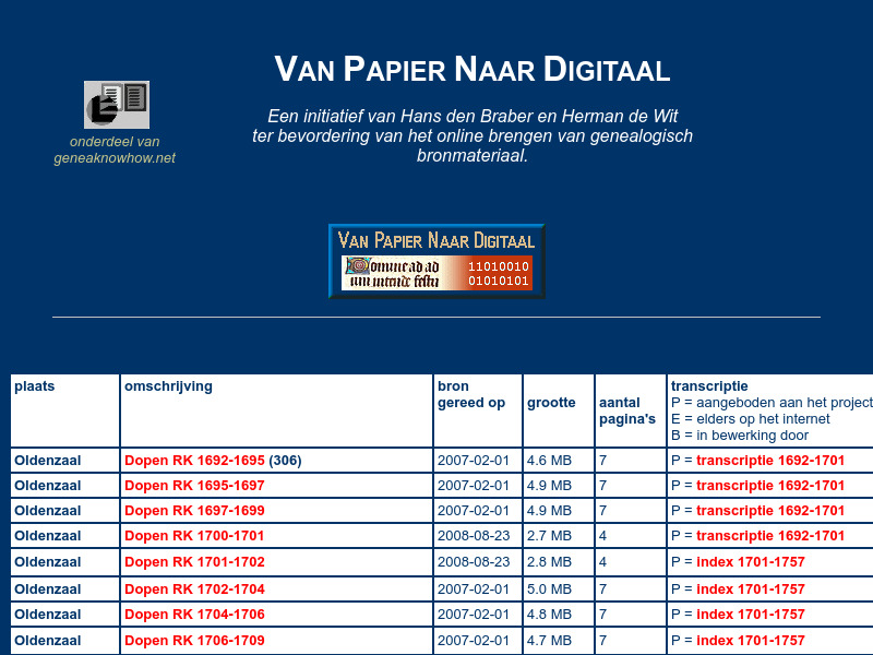 Screenshot van website