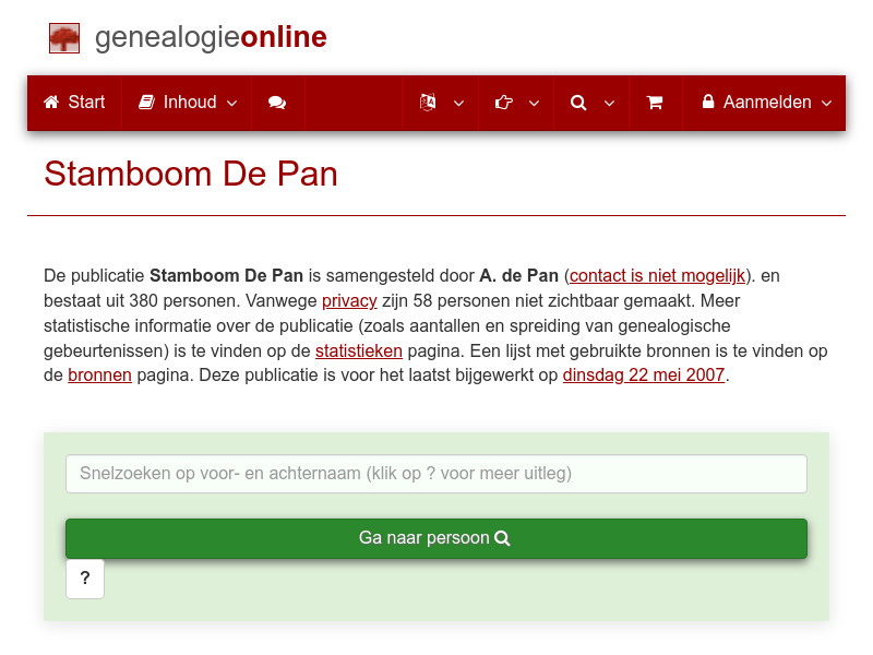 Screenshot van website