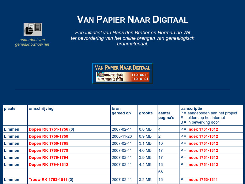 Screenshot van website