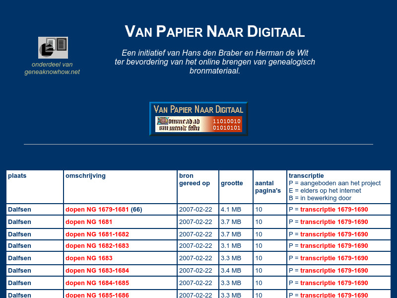 Screenshot van website