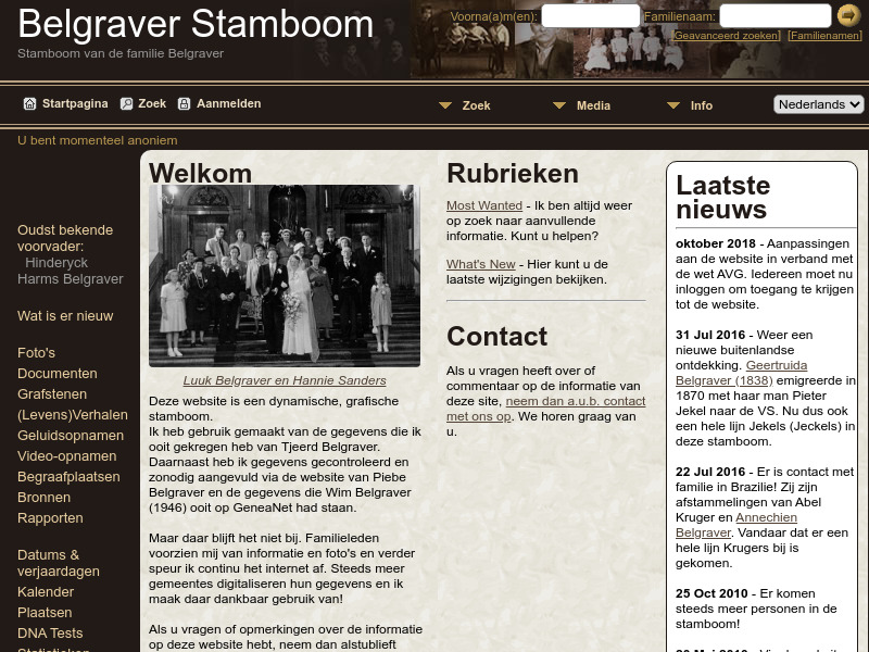 Screenshot van website