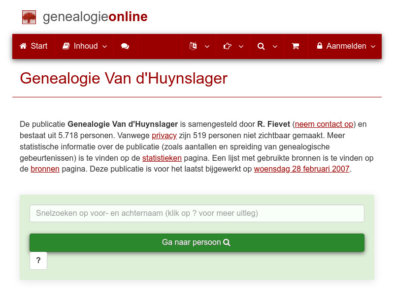 Screenshot van website