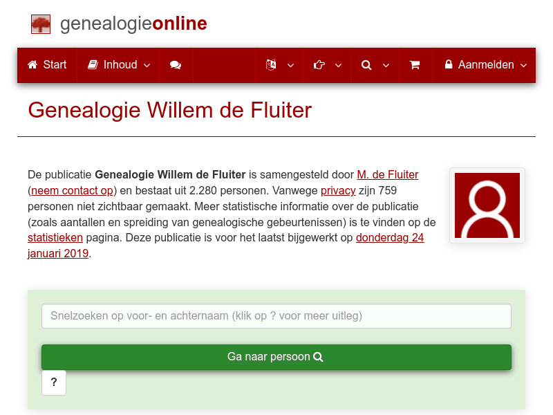 Screenshot van website