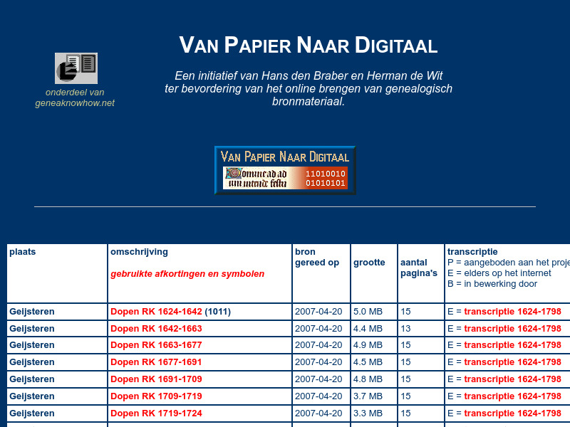 Screenshot van website