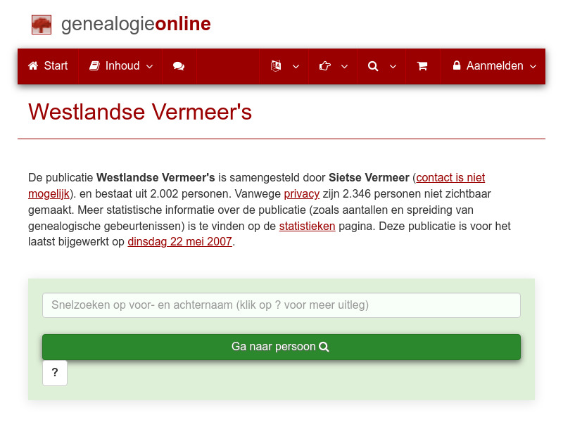 Screenshot van website