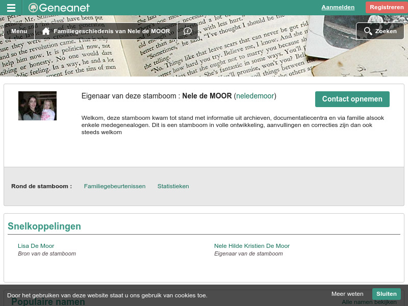 Screenshot van website