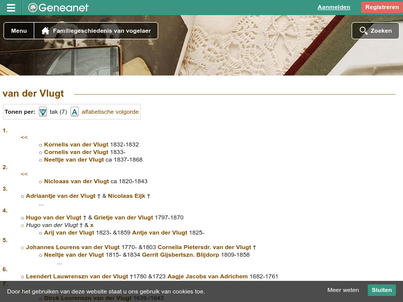 Screenshot van website
