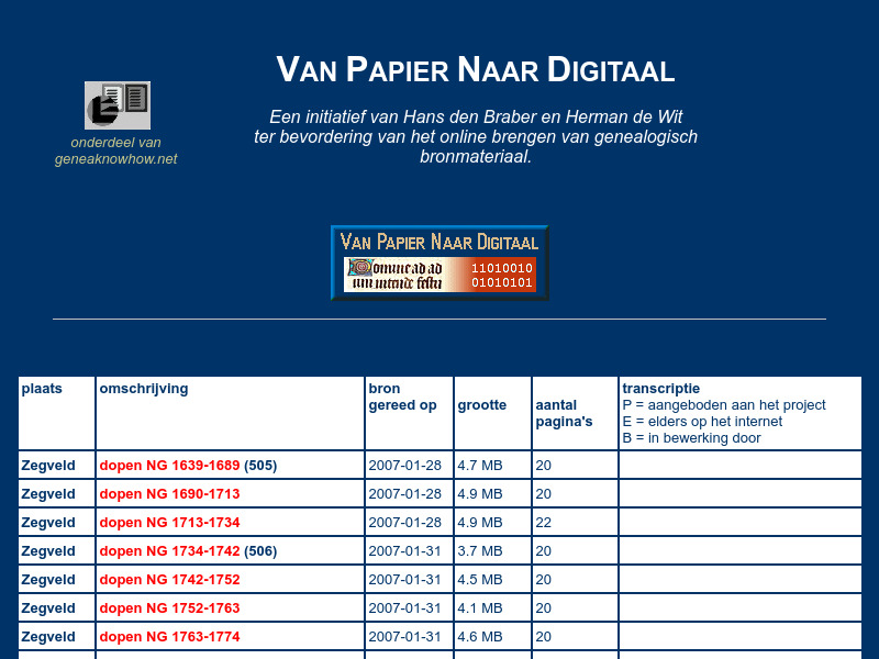 Screenshot van website