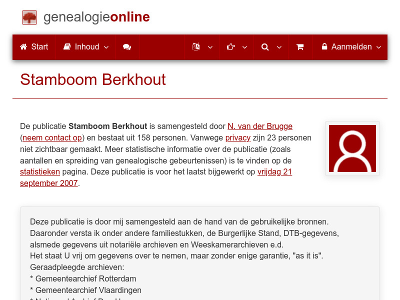 Screenshot van website