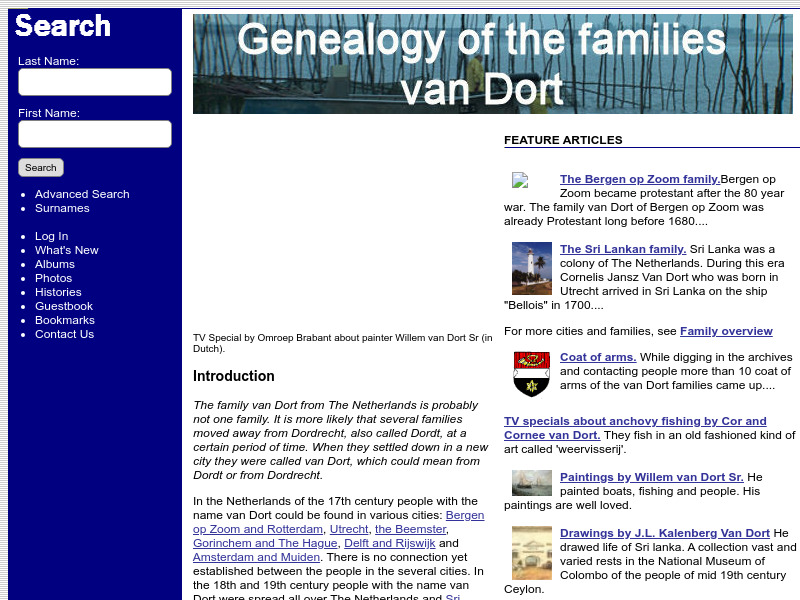 Screenshot van website