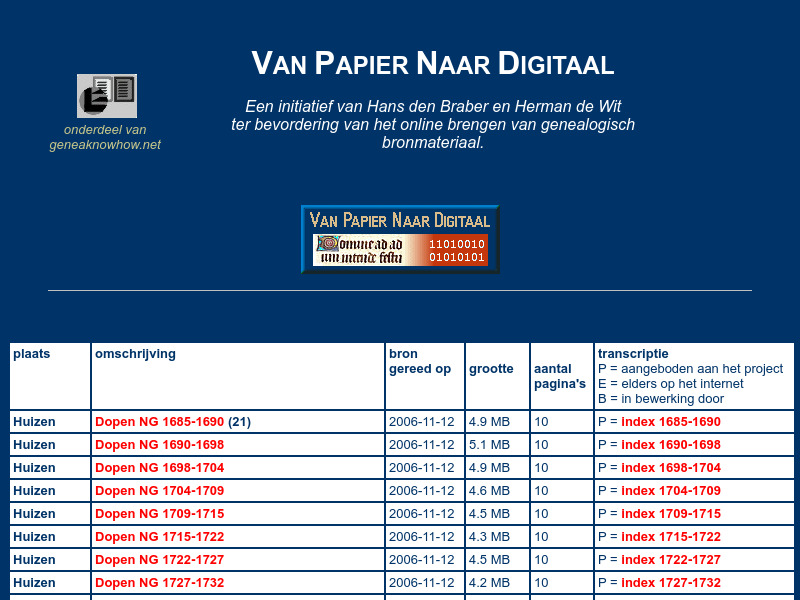 Screenshot van website