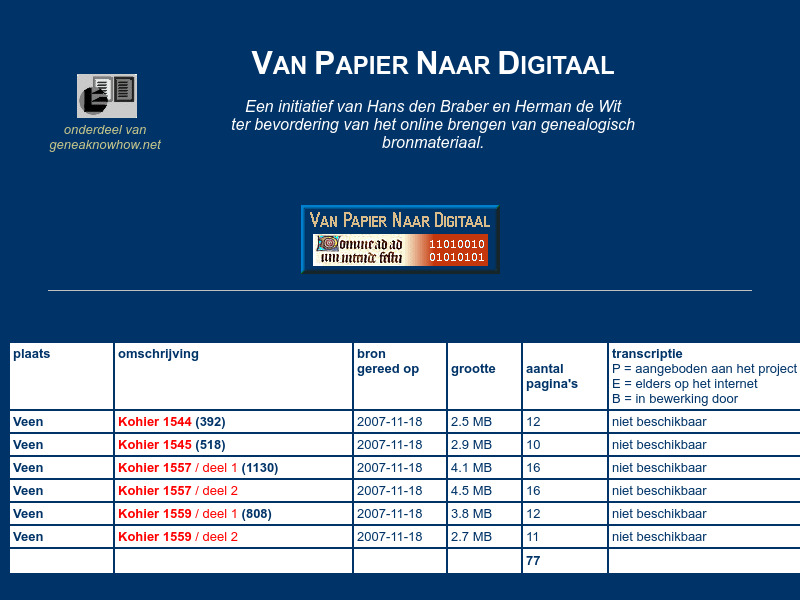 Screenshot van website