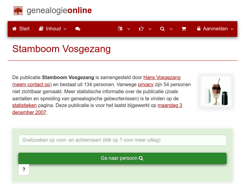 Screenshot van website