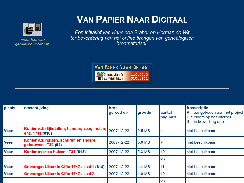 Screenshot van website