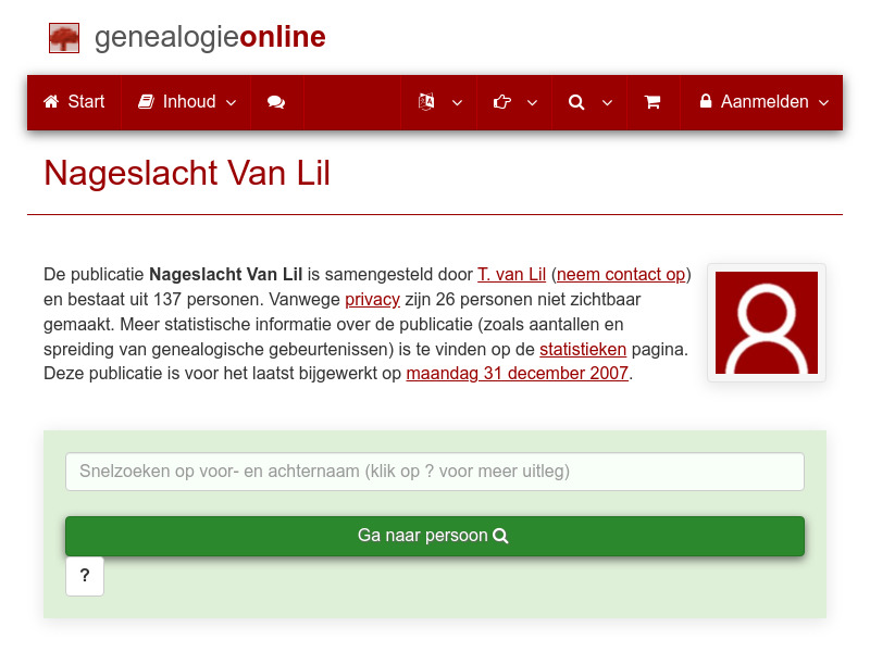 Screenshot van website