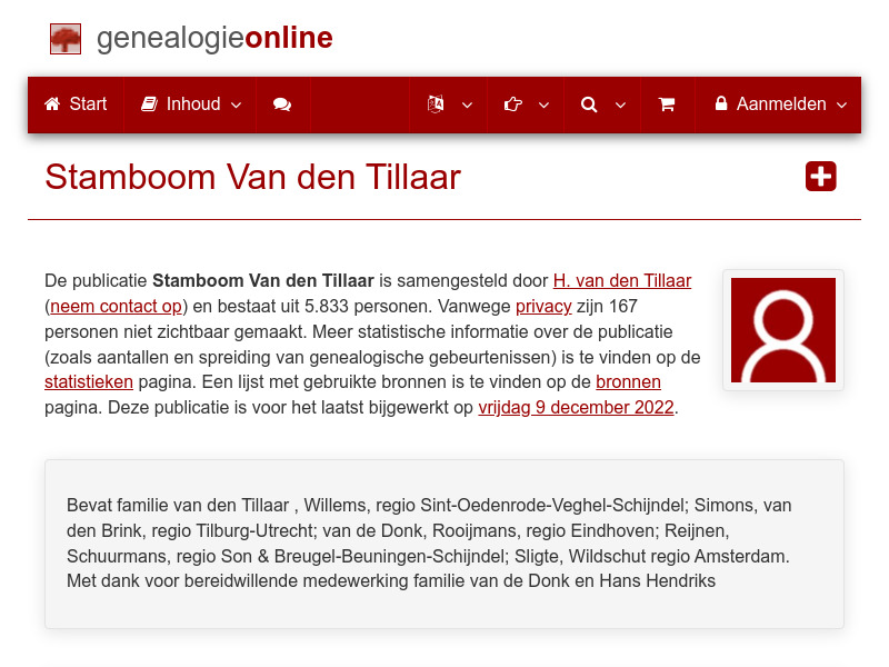 Screenshot van website