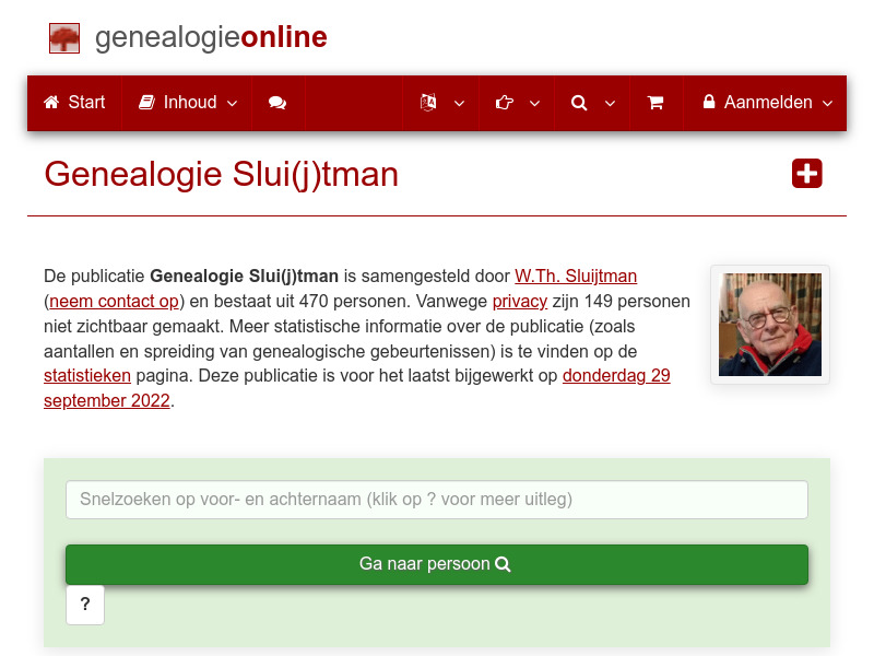 Screenshot van website