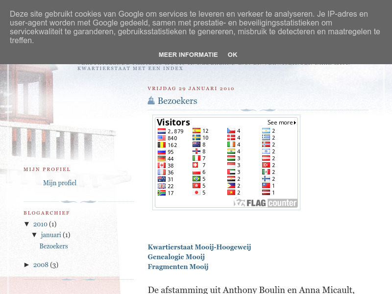 Screenshot van website