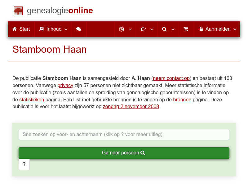 Screenshot van website